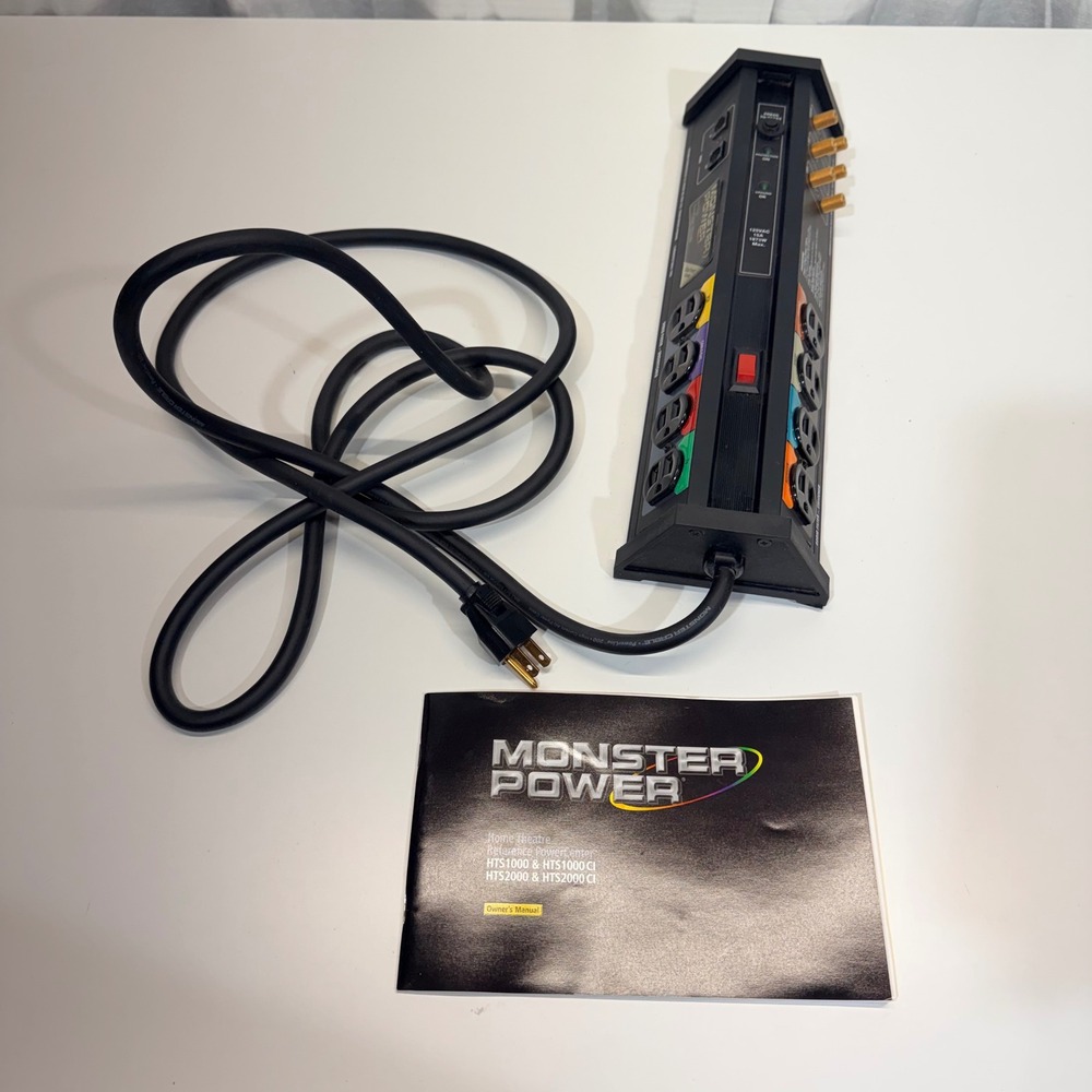 Monster Power HTS1000 PowerCenter Black 8-Outlet Surge Protector Home Theater